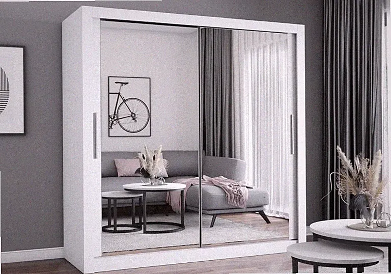 Schwebetürenschrank Schrank Kleiderschrank MILAN mit Spiegel 203 cm