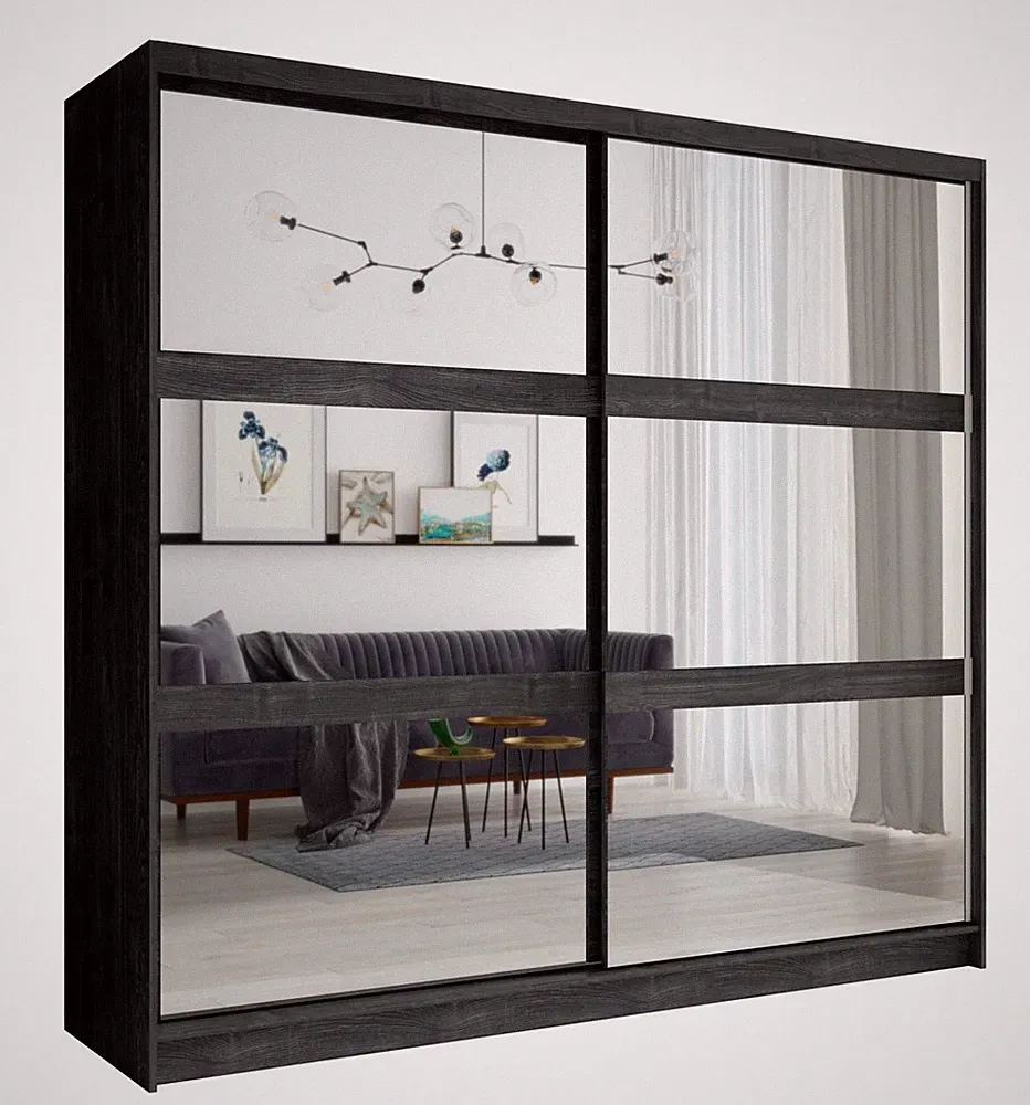 Schwebetürenschrank Togo Kleiderschrank 230x62x215cm 2-türig Spiegel Farbe wählb