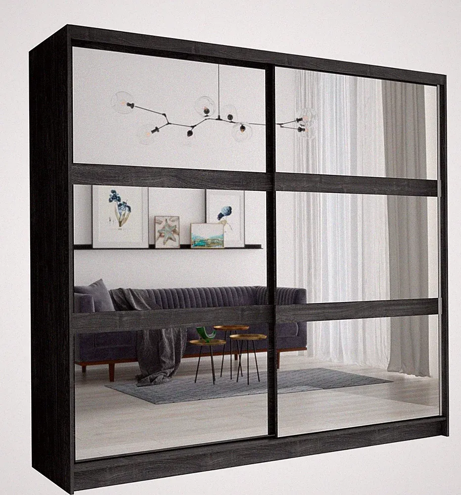 Schwebetürenschrank Togo Kleiderschrank 230x62x215cm 2-türig Spiegel Farbe wählb