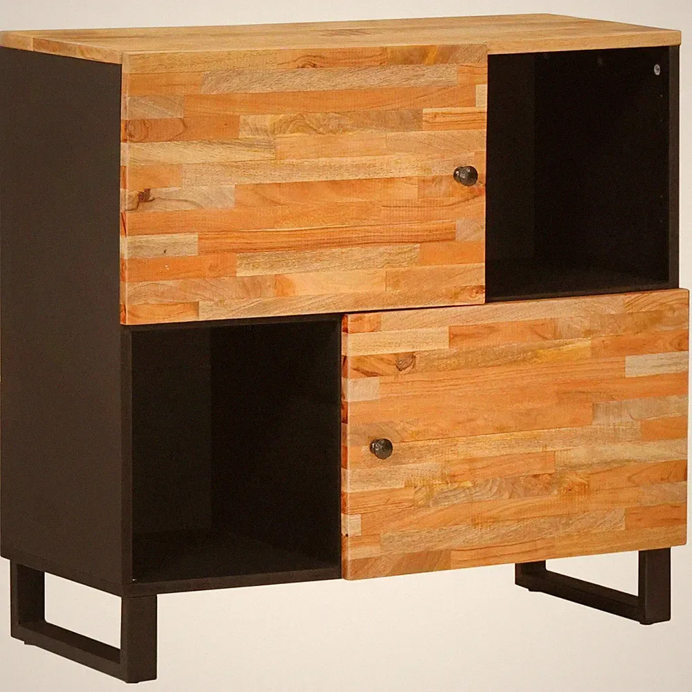 Seitenschrank Braun 80 x 33 x 75 cm Massivholz Mango Seitenschrank Wohnzimmer Au