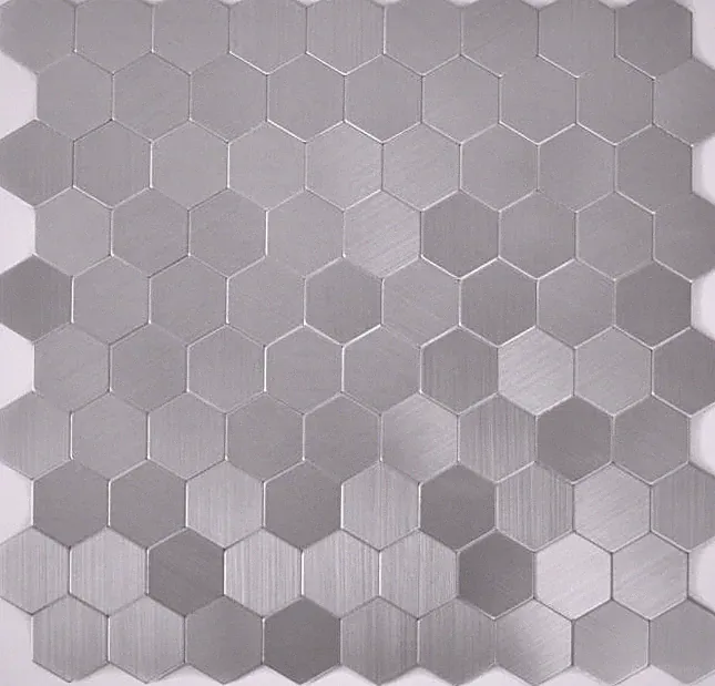 Selbstklebend Hexagonal Silber Gebürstet Glänzend Bad 200-22MHX |10 Mosaikmatten