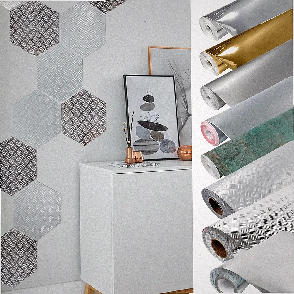 Selbstklebende Klebefolie Silber Metallic Riffelblech Spiegeleffekt Folie Chrom