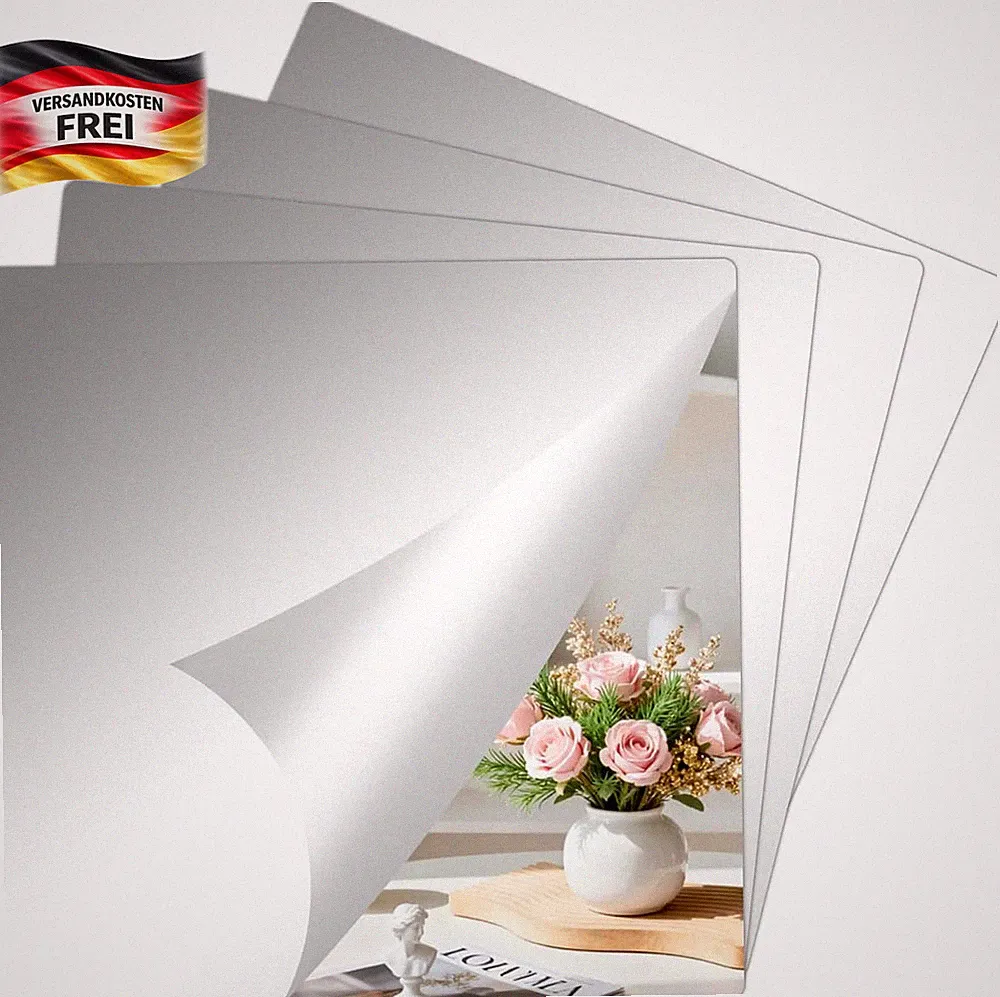 Selbstklebende Spiegelfliesen 4 Stück, 20x20cm, für Wand, Schrank, Bad