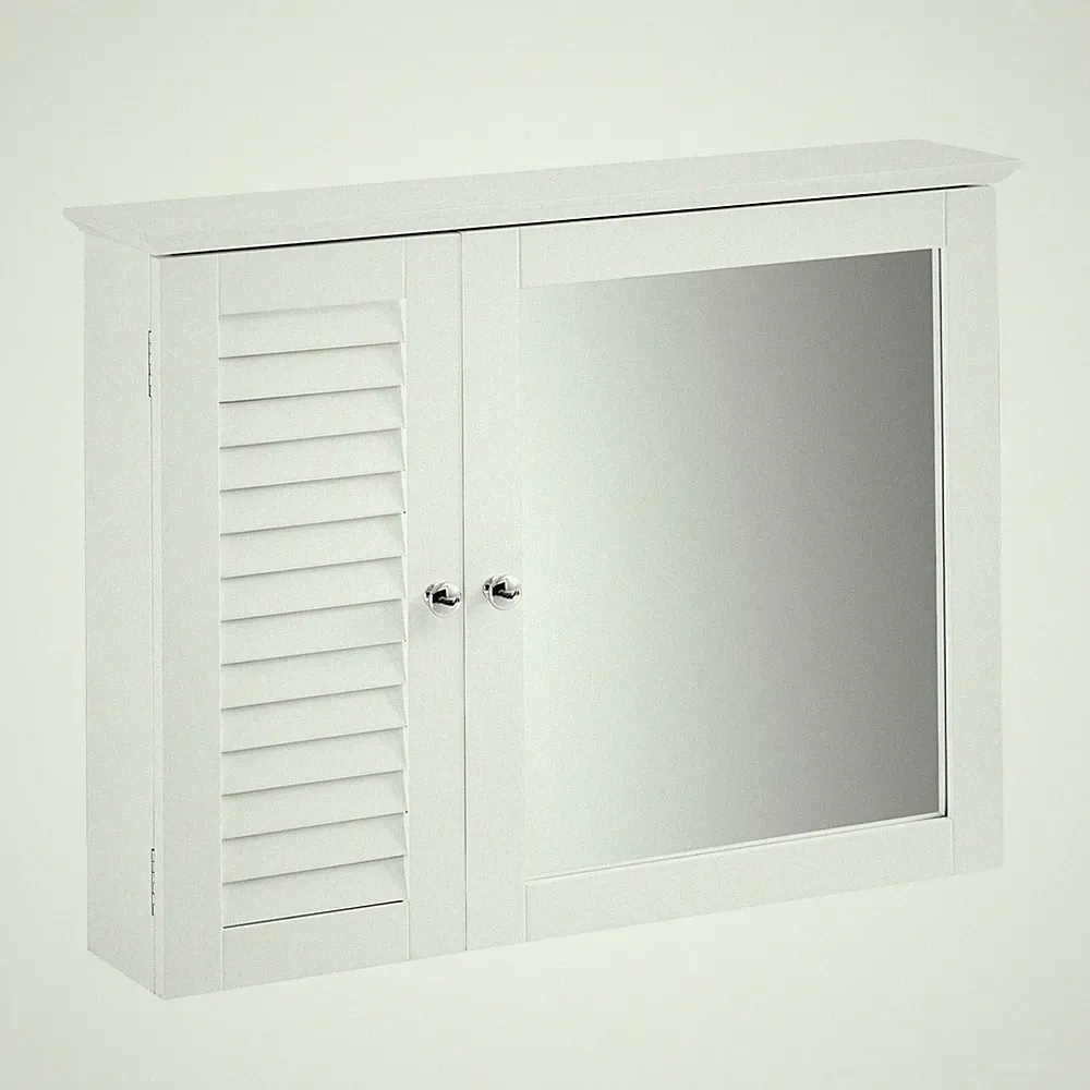 SoBuy Spiegelschrank m. Lamellentür Hängeschrank Wandschrank Badschrank BZR55-W