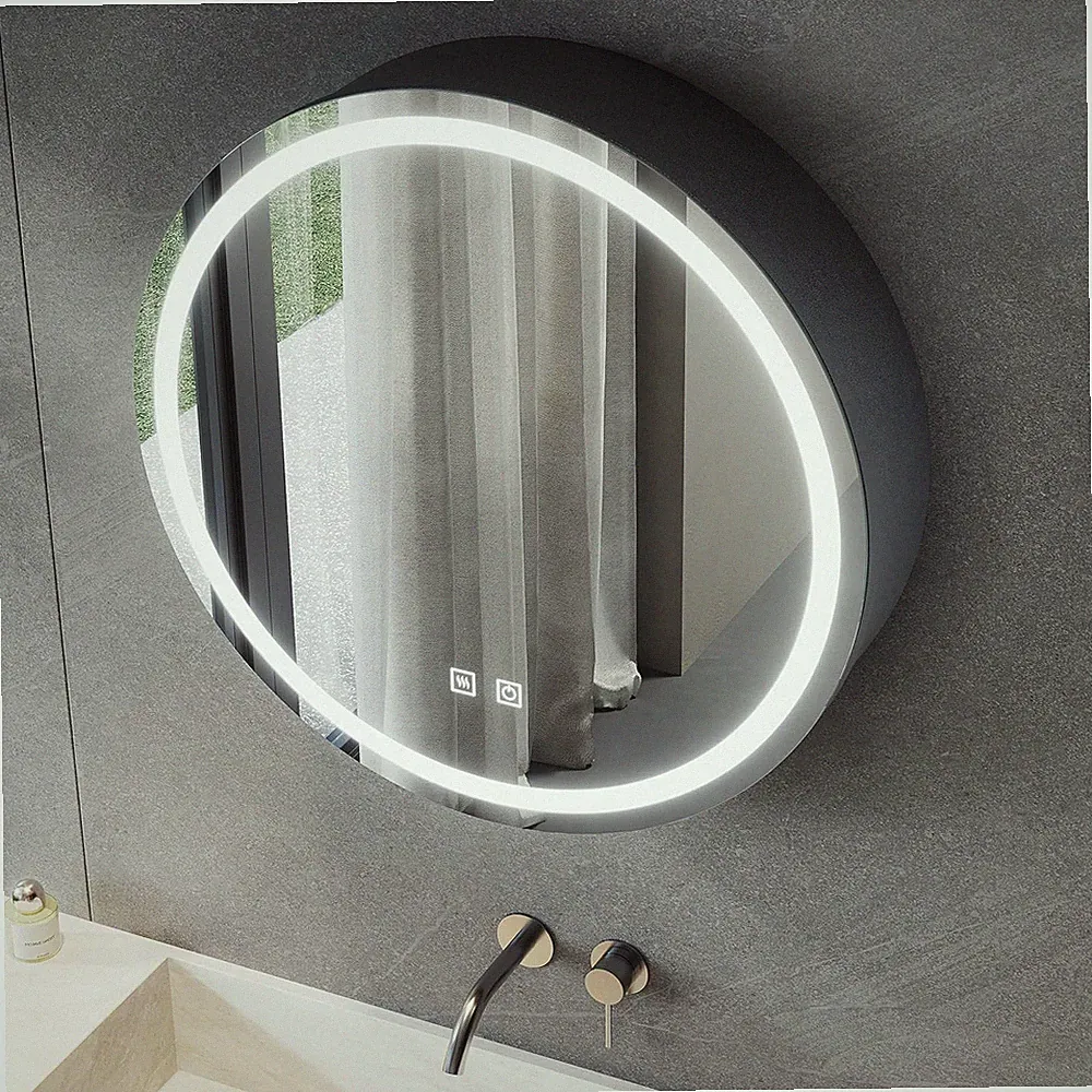 SONNI Badezimmer Spiegelschrank Rund 60 Cm, Spiegelschrank Bad Mit Beleuchtung U