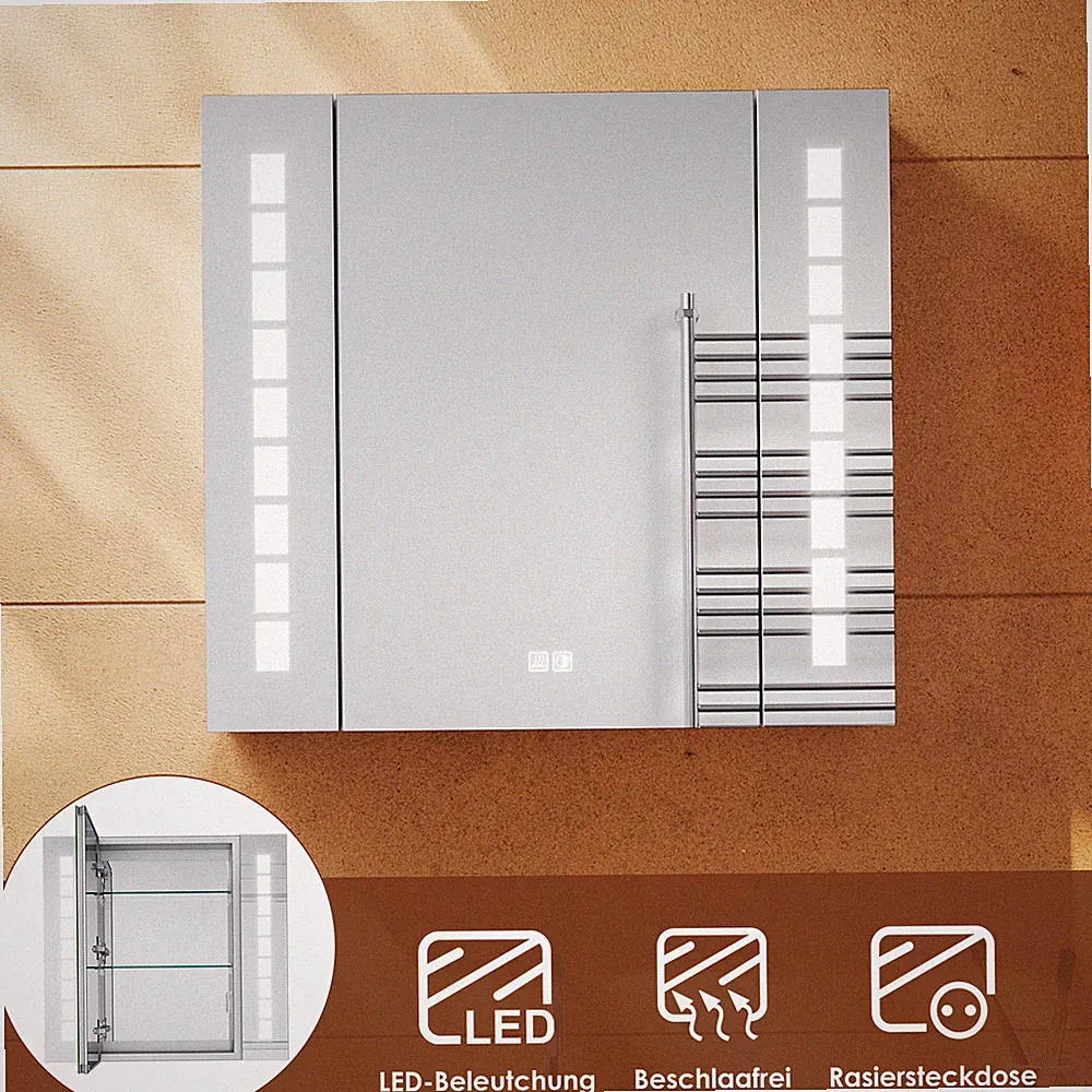 SONNI Spiegelschrank Badspiegel mit LED Beleuchtung Steckdose Beschlagfrei 65cm
