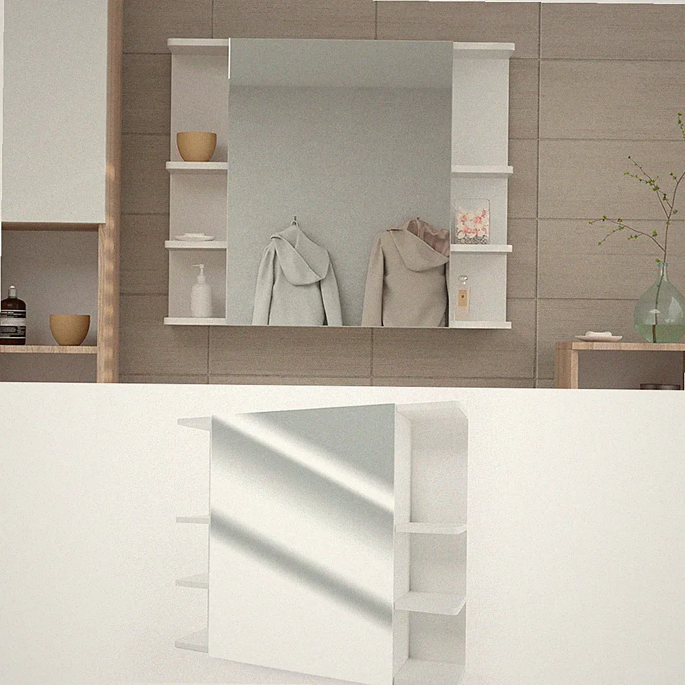 Spiegel Badspiegel Bad Wandspiegel Spiegelschrank 80 x 64 cm Fynn Weiß Vicco