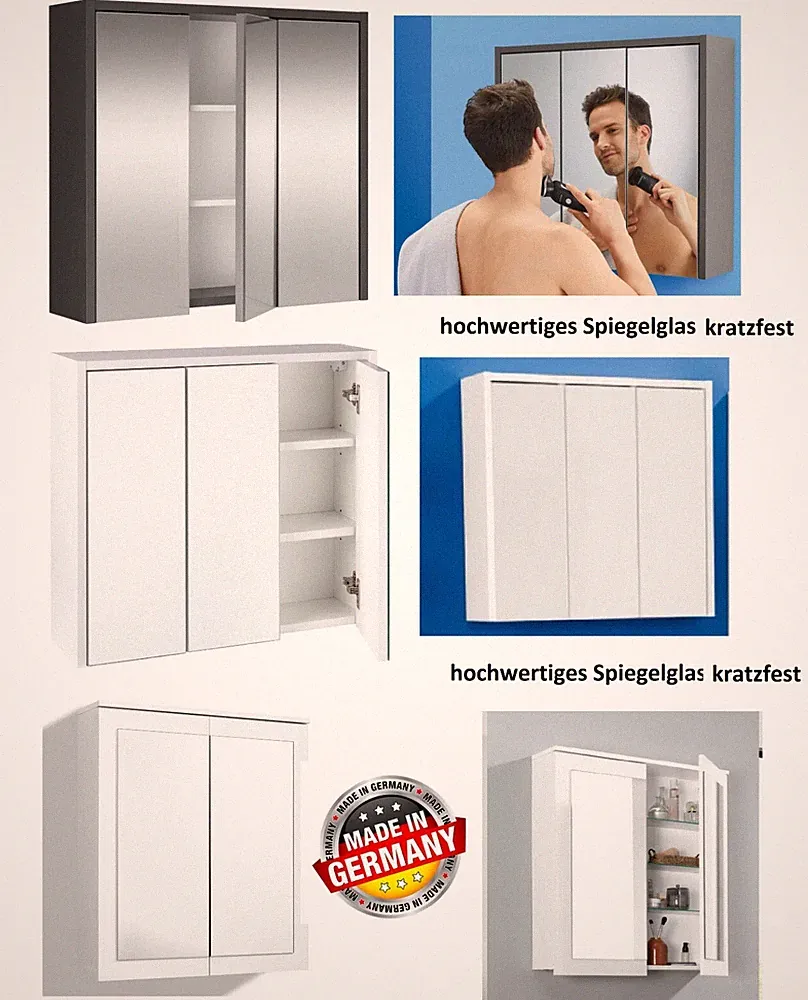 Spiegel Badspiegel Spiegelschrank Badezimmerspiegel Hängespiegel 2 türig oder 3
