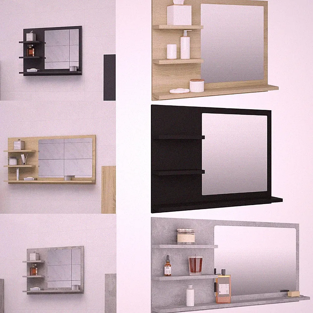 Spiegel Badspiegel Spiegelschrank Badezimmerspiegel Hängespiegel mit 3 Regal DE