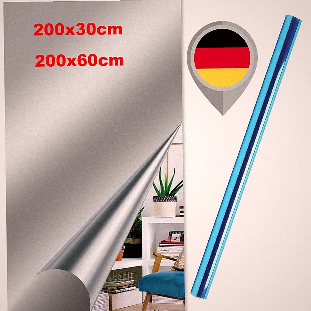 Spiegel Folie 200x30/60cm zuschneidbar selbstklebend Wand Tür Kleider Schrank