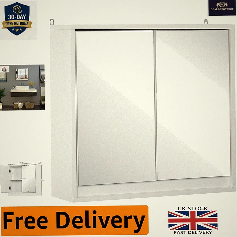 Spiegel-Hängeschrank 48 x 14,5 cm - stilvolle Aufbewahrung für Toilettenartikel & Beautyartikel