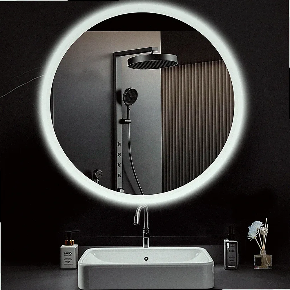 Spiegel rund mit LED Beleuchtung 50cm Badezimmer mit Wandtaster 6400K