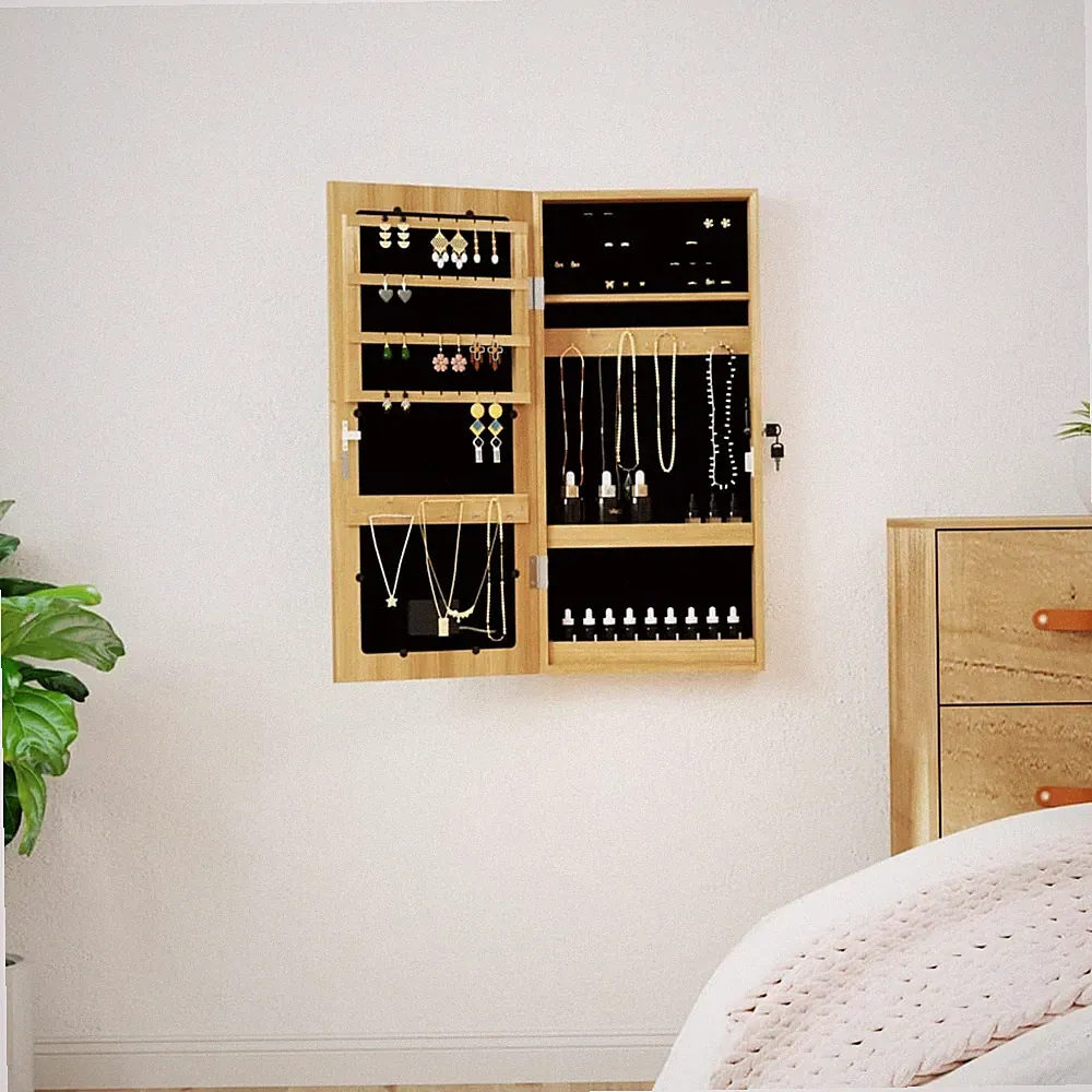 Spiegel-Schmuckschrank mit LED-Beleuchtung Wandmontage