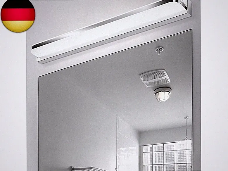 Spiegelleuchte Badleuchte, Badlampe Wand Edelstahl, Spiegellampe Bad 42cm 9W