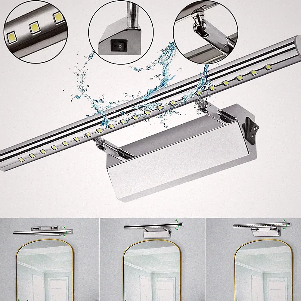 Spiegelleuchte LED Spiegellampe Edelstahl Badezimmer Wandleuchte mit Schalter