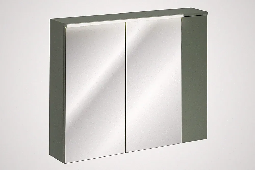 Spiegelschrank 100cm | 2-türig + LED-Ansatz 20cm geschlossene Türe | VERDANO