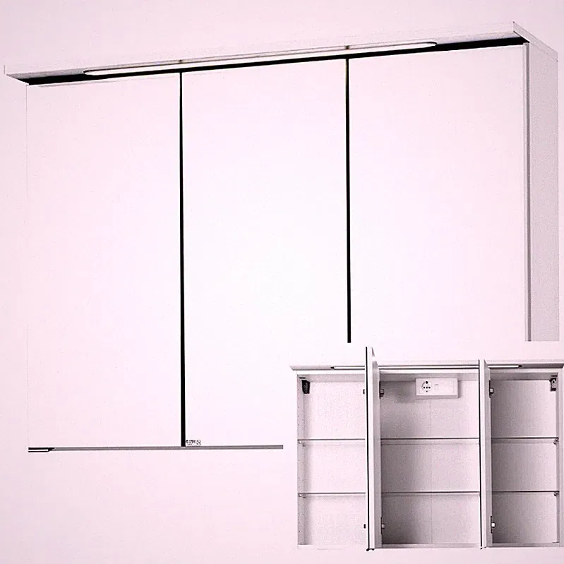 Spiegelschrank 100cm weiß LED Badspiegel Schalter Steckdose Badmöbel Badezimmer