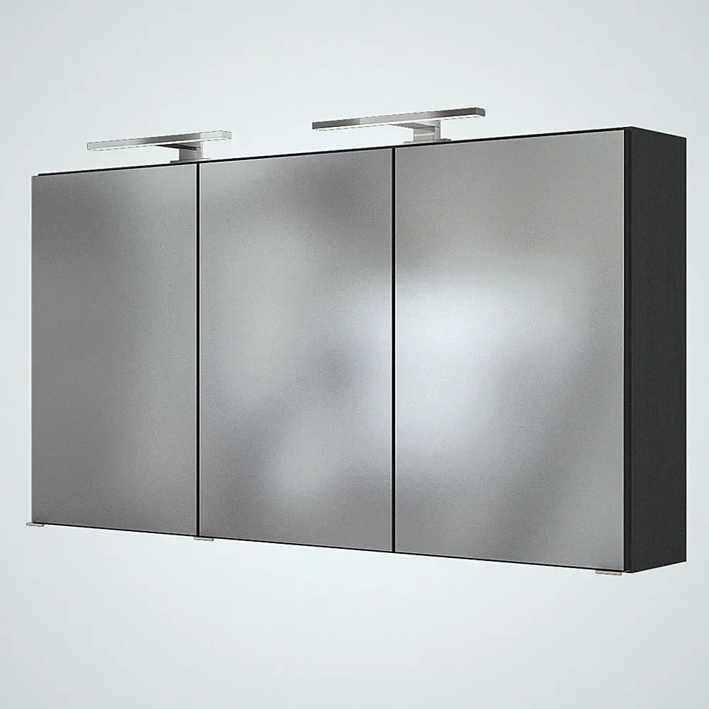 Spiegelschrank 120cm mit 2 LED-Leuchten Badezimmer-Spiegel graphit Badspiegel