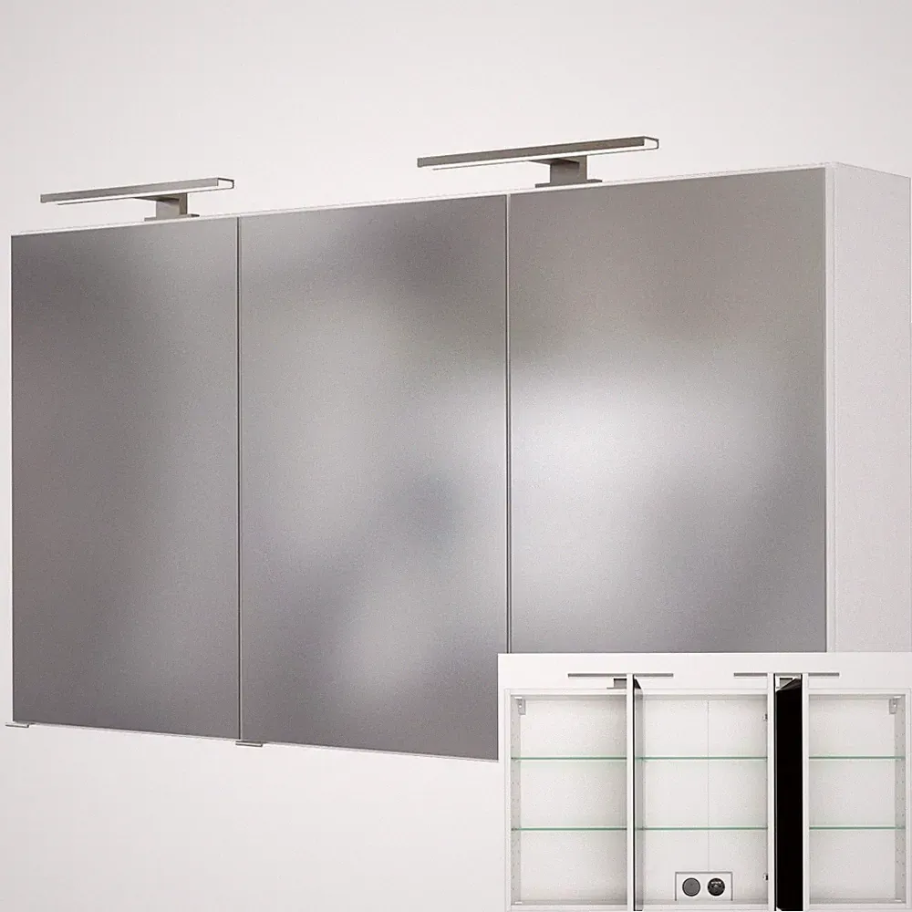 Spiegelschrank 120cm mit 2 LED-Leuchten Badezimmer-Spiegel in weiß Badspiegel