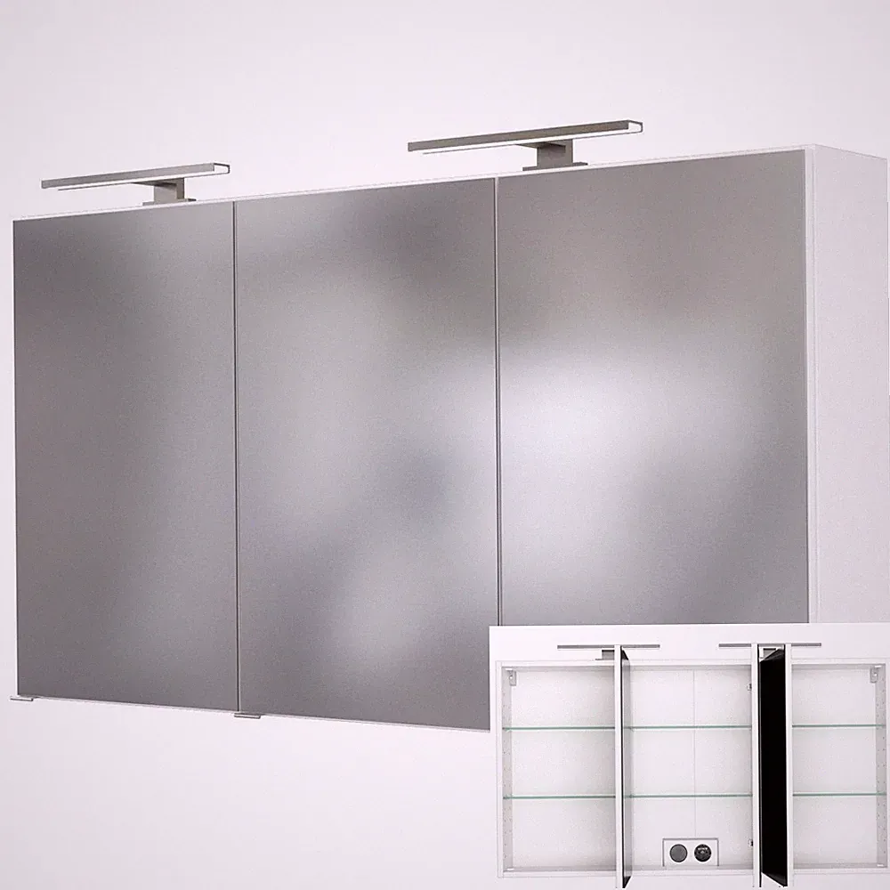 Spiegelschrank 120cm mit 2 LED-Leuchten Badezimmer-Spiegel in weiß Badspiegel