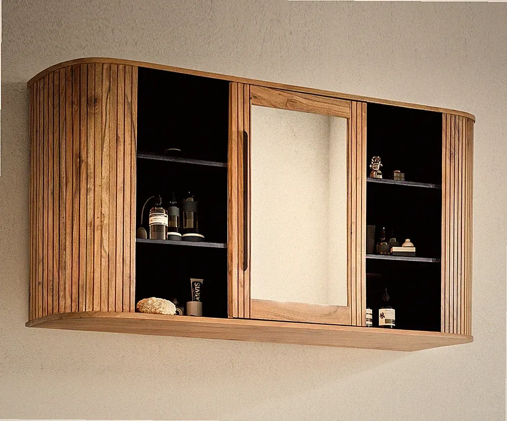 Spiegelschrank 145x75cm Badschrank Massivholz Akazie massiv NEU OVP!!!