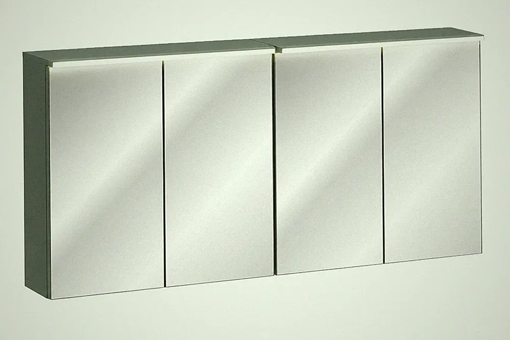 Spiegelschrank 160cm | 4 Türen | 2x LED & Steckdose-Schalter-Kombi | VERDANO