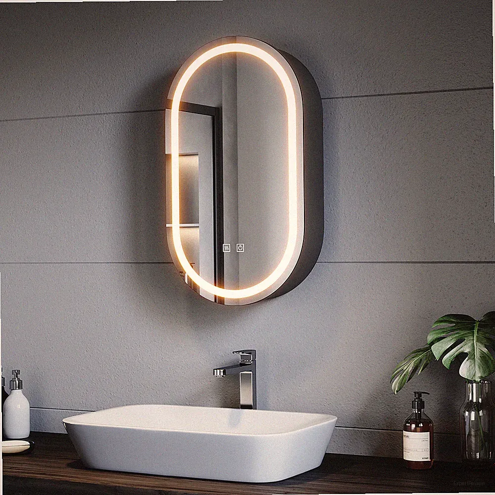 Spiegelschrank 40cm mit LED Beleuchtung Badschrank Badspiegel Steckdose Touch