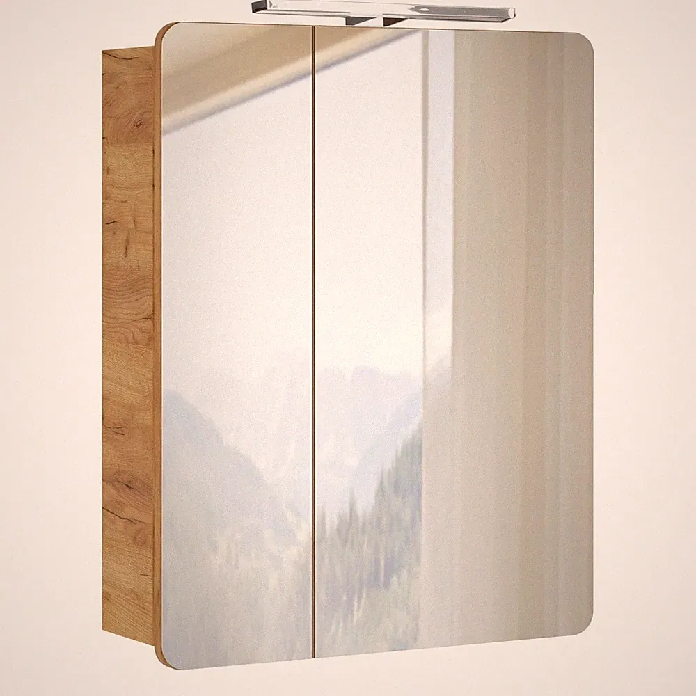 Spiegelschrank 60cm mit LED-Beleuchtung LUTON-56 Wotaneiche Nb. B/H/T ca, 60/75