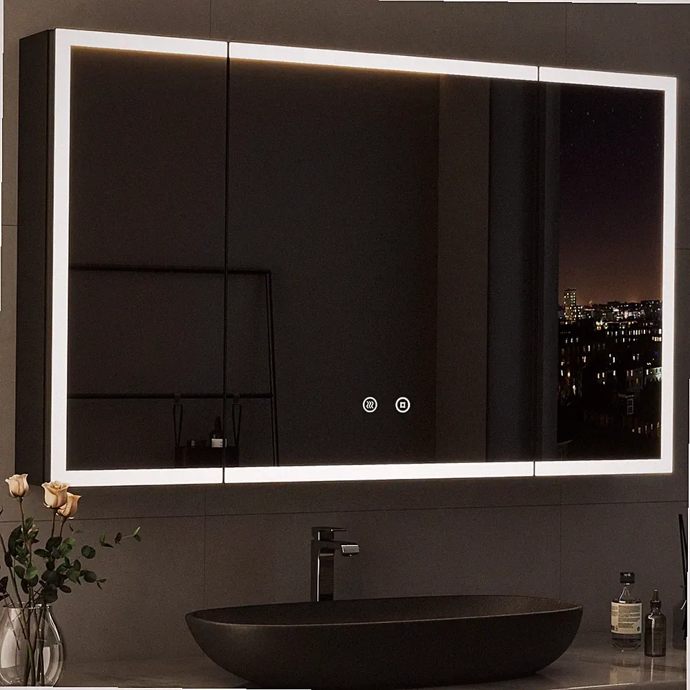 Spiegelschrank 60x100cm 60x90cm Mit Led Alu 3türig Badezimmerspiegelschrank
