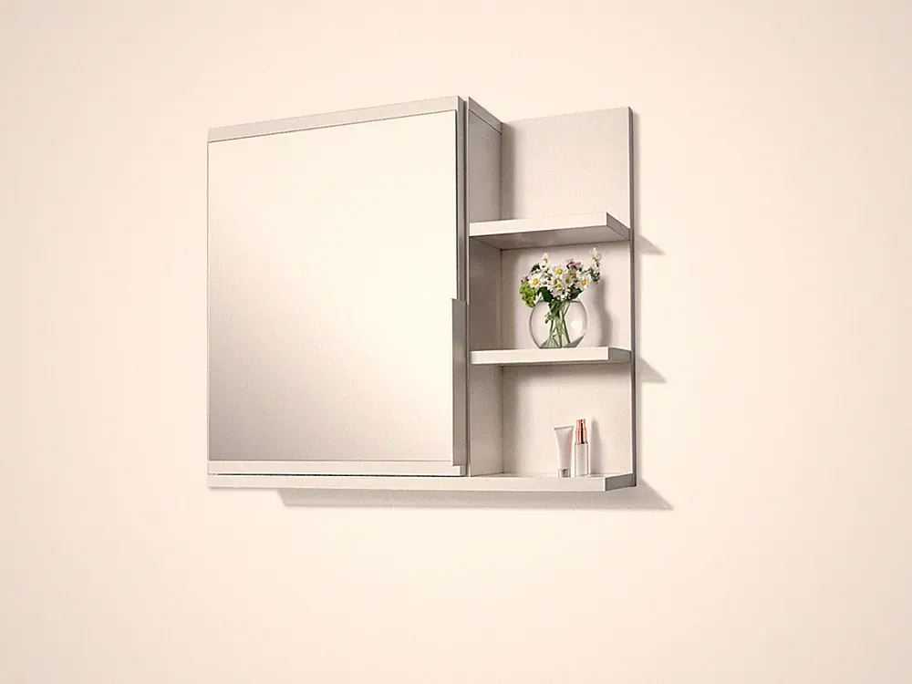 Spiegelschrank 60x50 cm, Badezimmerschrank mit Ablagen, Badezimmerspiegel