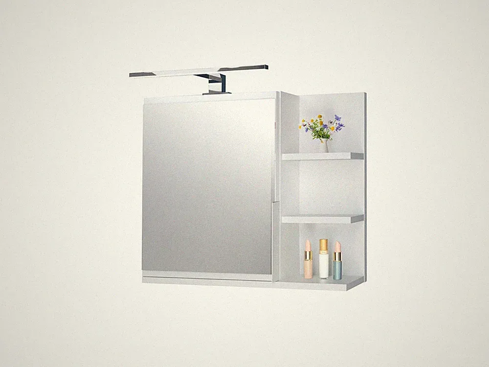 Spiegelschrank 60x50 cm, Badezimmerschrank mit Ablagen, Badezimmerspiegel