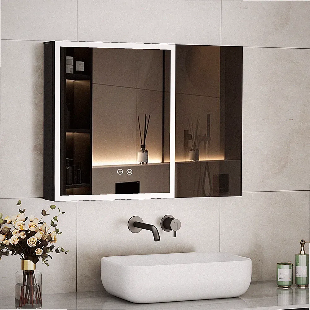 Spiegelschrank 60x80 LED Spiegelschrank Badezimmer Schrank Kalt/Neutral/Warmweiß
