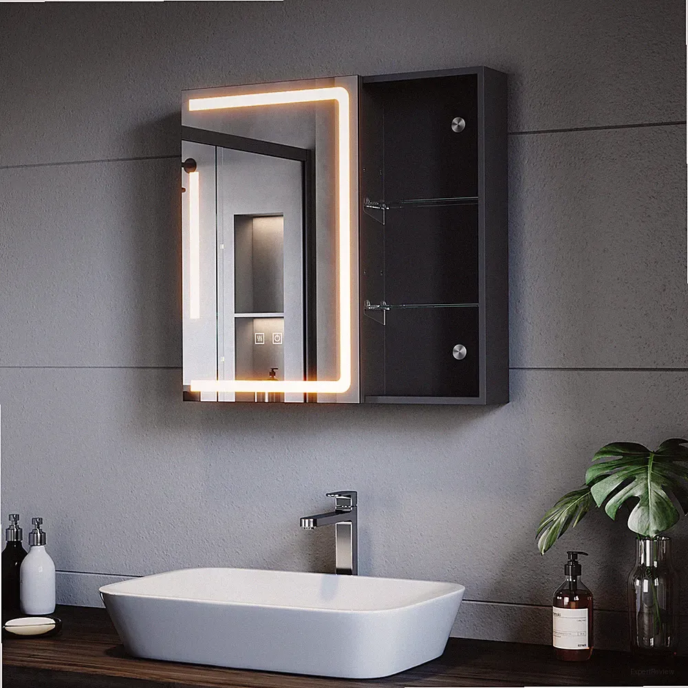 Spiegelschrank 65cm mit LED Beleuchtung Steckdose Beschlagfrei Touch Wandschrank