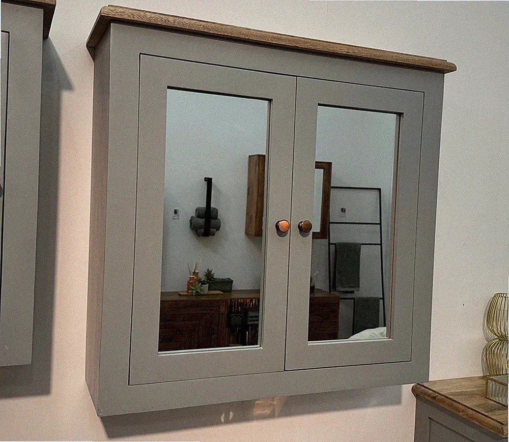 Spiegelschrank 77x73cm 'Belfort' Mango schilfgrün & natur NEU OVP!!!