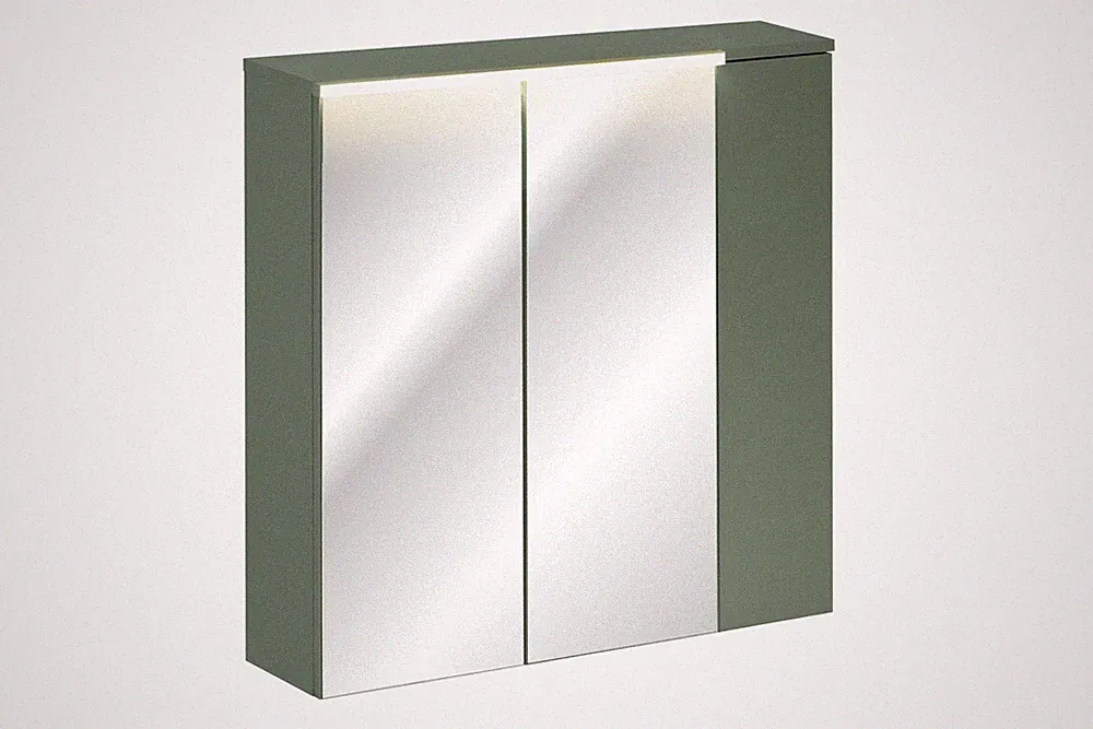 Spiegelschrank 80cm | 2-türig + LED-Ansatzschrank 20cm mit Türe | VERDANO