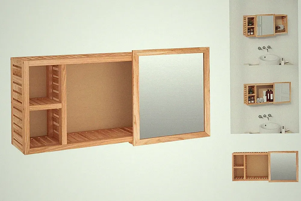 Spiegelschrank aus Nussbaumholz