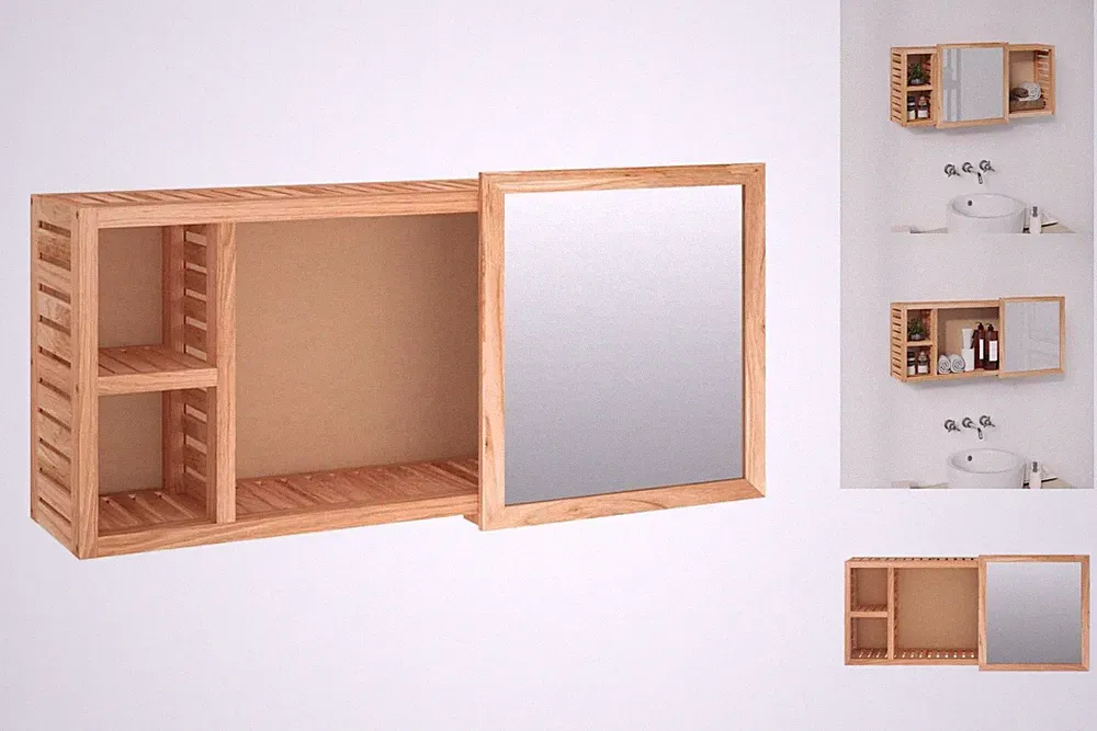 Spiegelschrank 80x17x34 Cm Massivholz Nussbaum