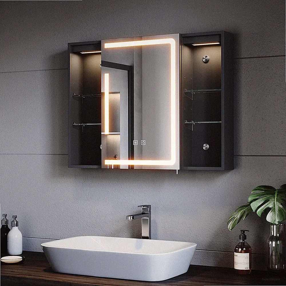 Spiegelschrank 80x60 mit LED Beleuchtung Badschrank Beschlagfrei Steckdose Bad