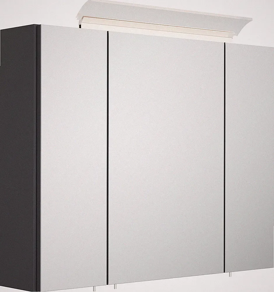 Spiegelschrank 90cm Badezimmer 3 Türen Badschrank LED Leuchte Steckdose Schalter