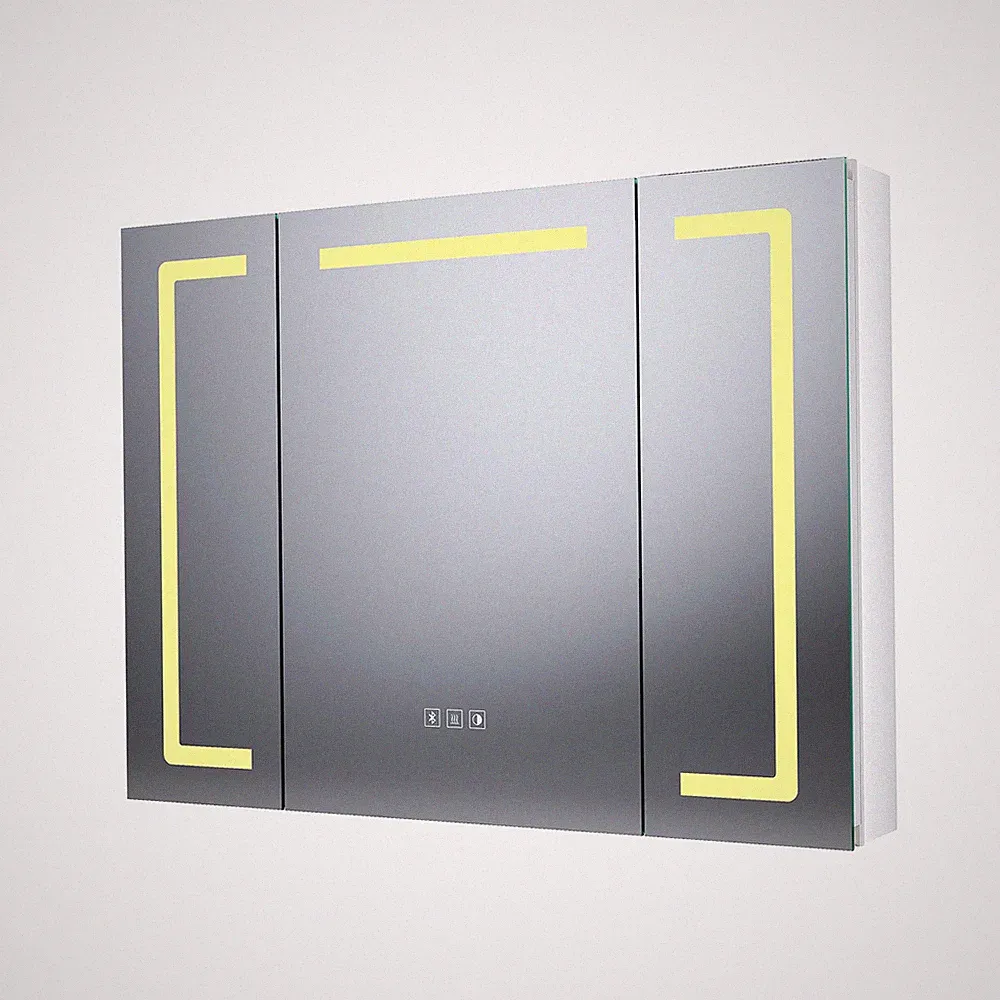 Spiegelschrank Alu 80x60cm mit LED Bluetooth Beschlagfrei Steckdose Wandschrank