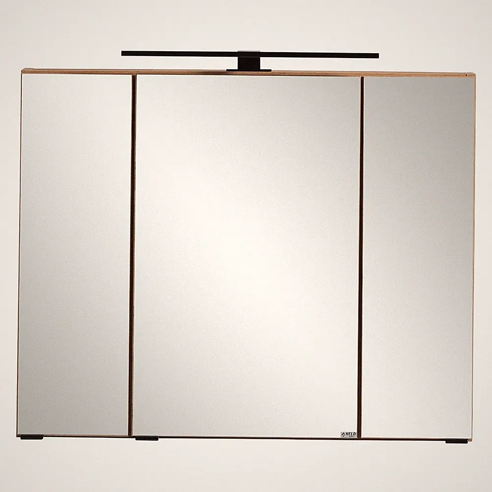 Spiegelschrank Aufbauleuchte 60 cm kaschmir Eiche Badspiegel Badezimmer-Spiegel
