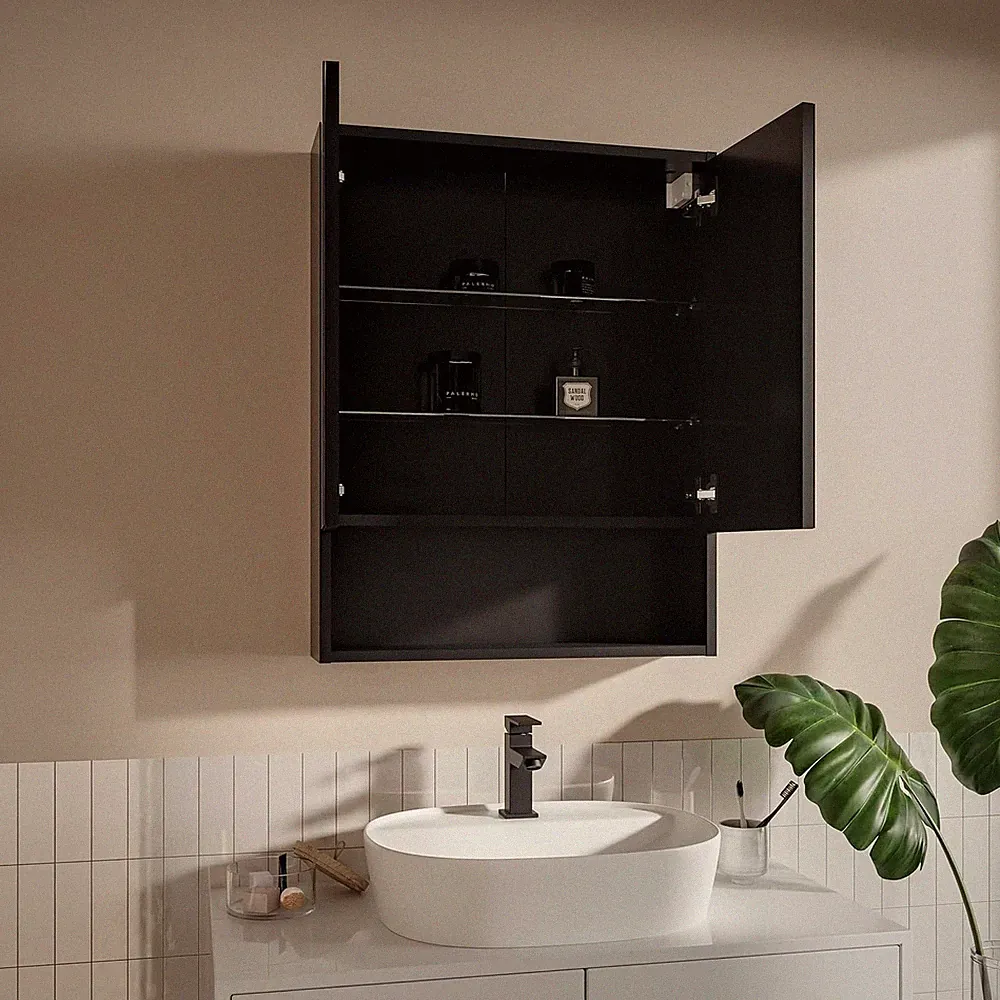 Spiegelschrank Bad 60x78 cm Weiß Schwarz