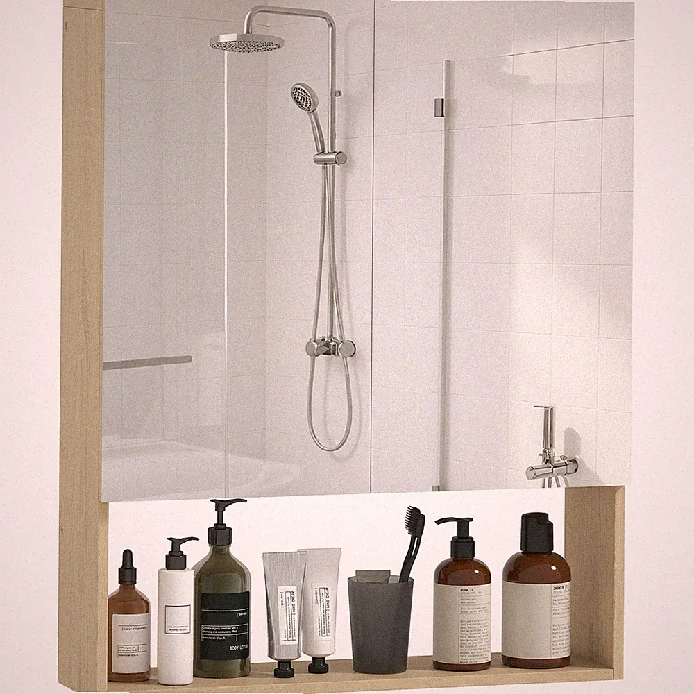 Spiegelschrank Bad, Badezimmerschrank mit Spiegel Soft-Close, Badschrank Eiche