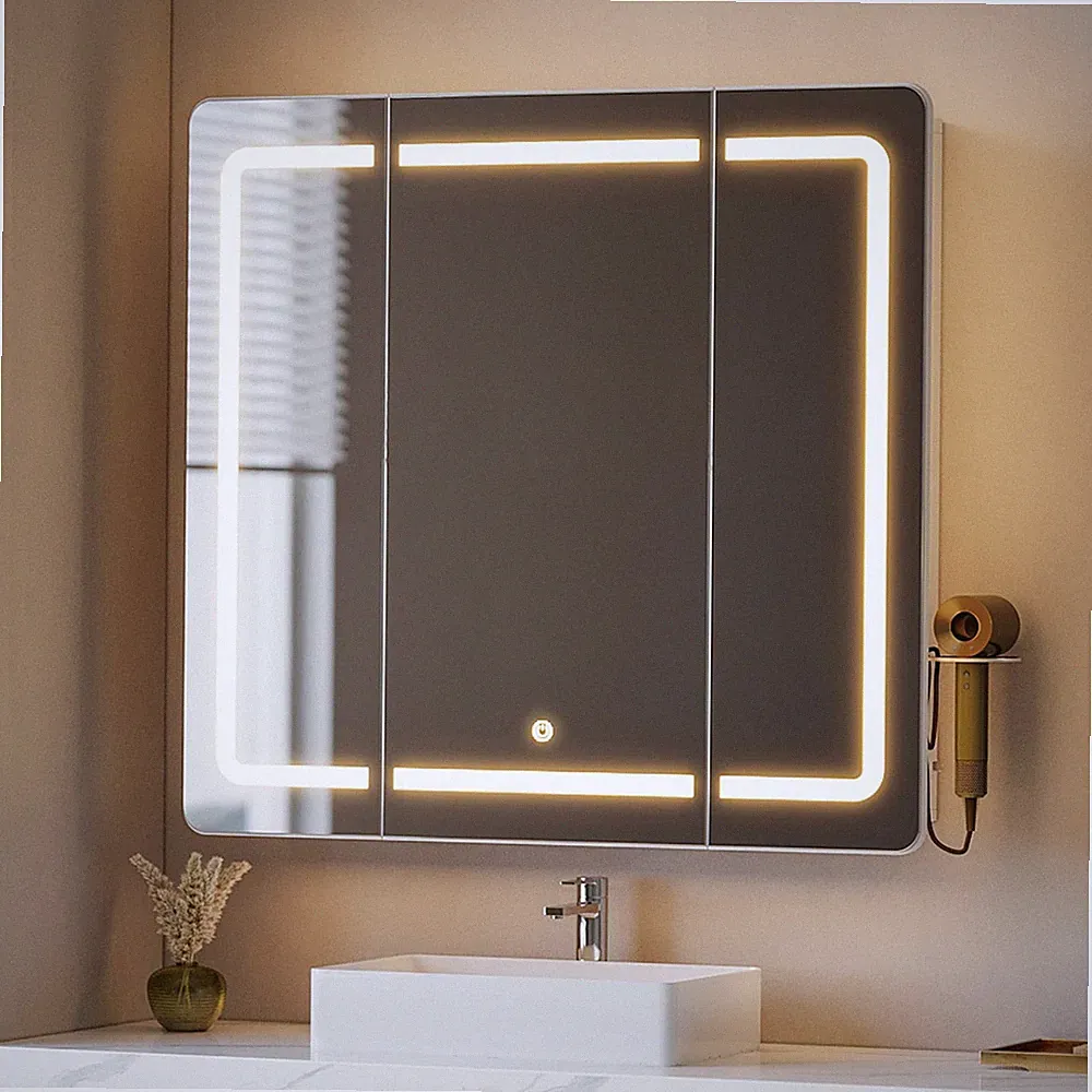 Spiegelschrank Bad LED Beleuchtung 3 Lichtfarben Touch Schalter verstellbare
