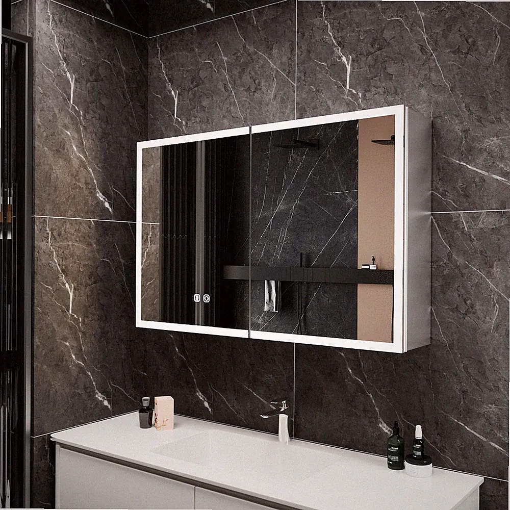 Spiegelschrank Bad LED Beleuchtung Antibeschlag Touch Schalter 80x60 cm