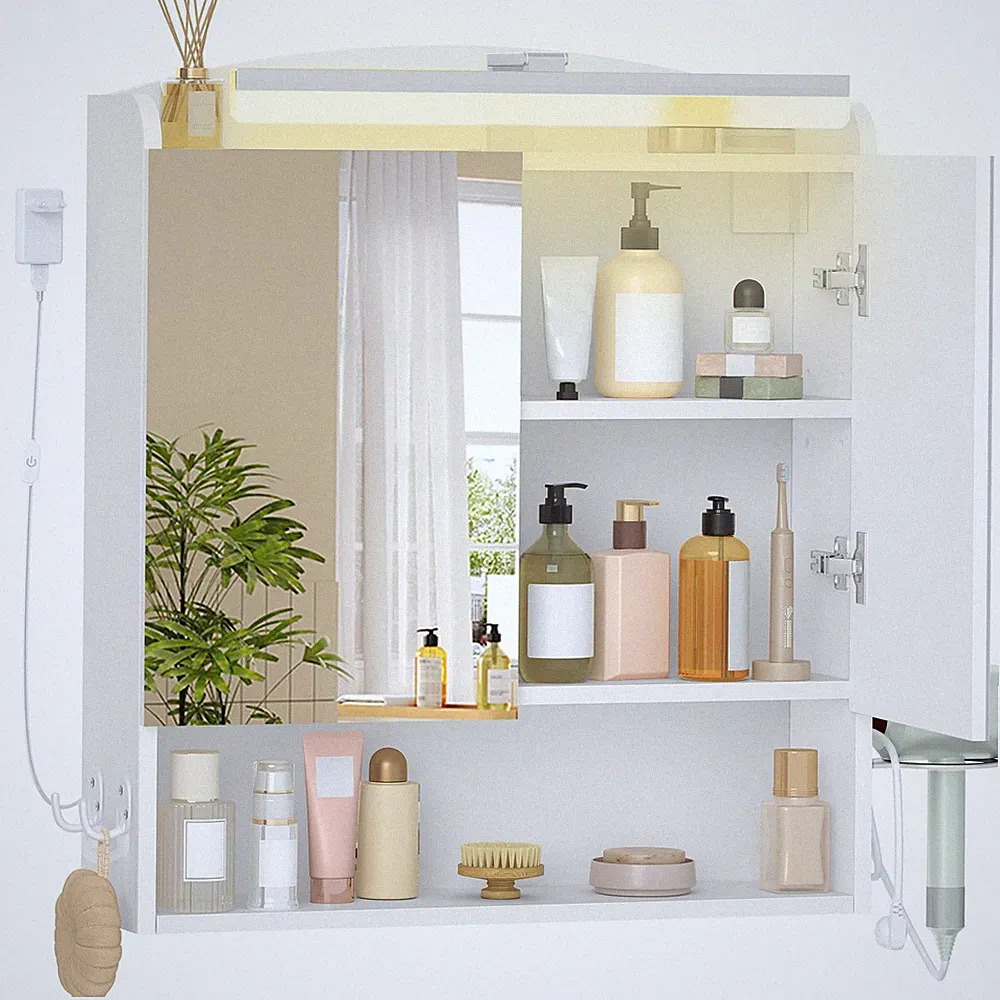 Spiegelschrank Bad mit Beleuchtung Wandschrank LED Licht Stauraum verstellbar