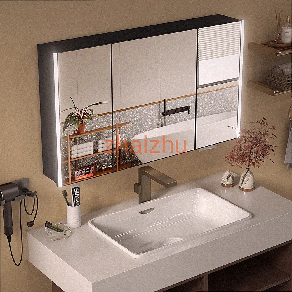 Spiegelschrank Bad mit Dimmbar LED Beleuchtung Wandmontage Badezimmerschrank