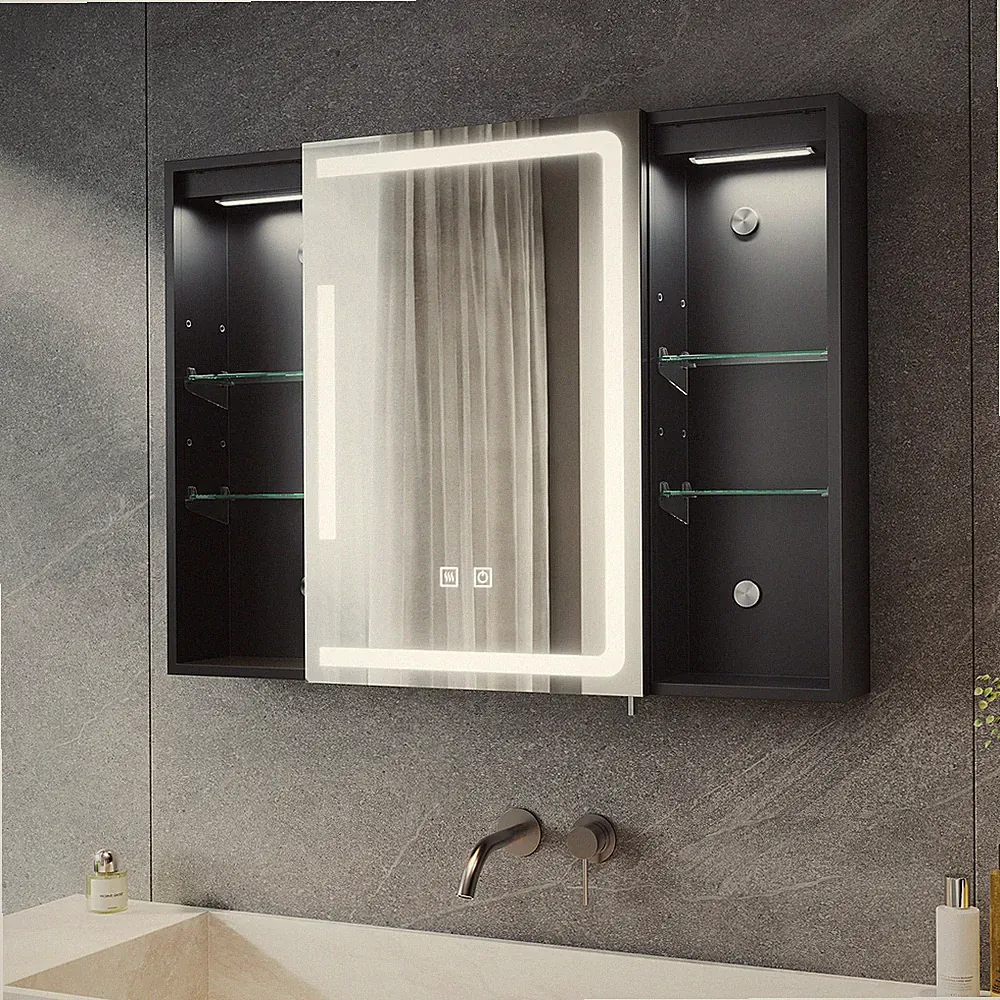 Spiegelschrank Bad mit LED Badschrank Badspiegel Beschlagfrei Steckdose Touch 80