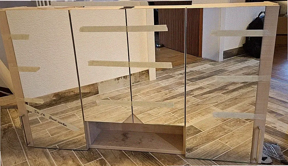 Spiegelschrank Bad mit LED Beleuchtung 120 cm Ahorn