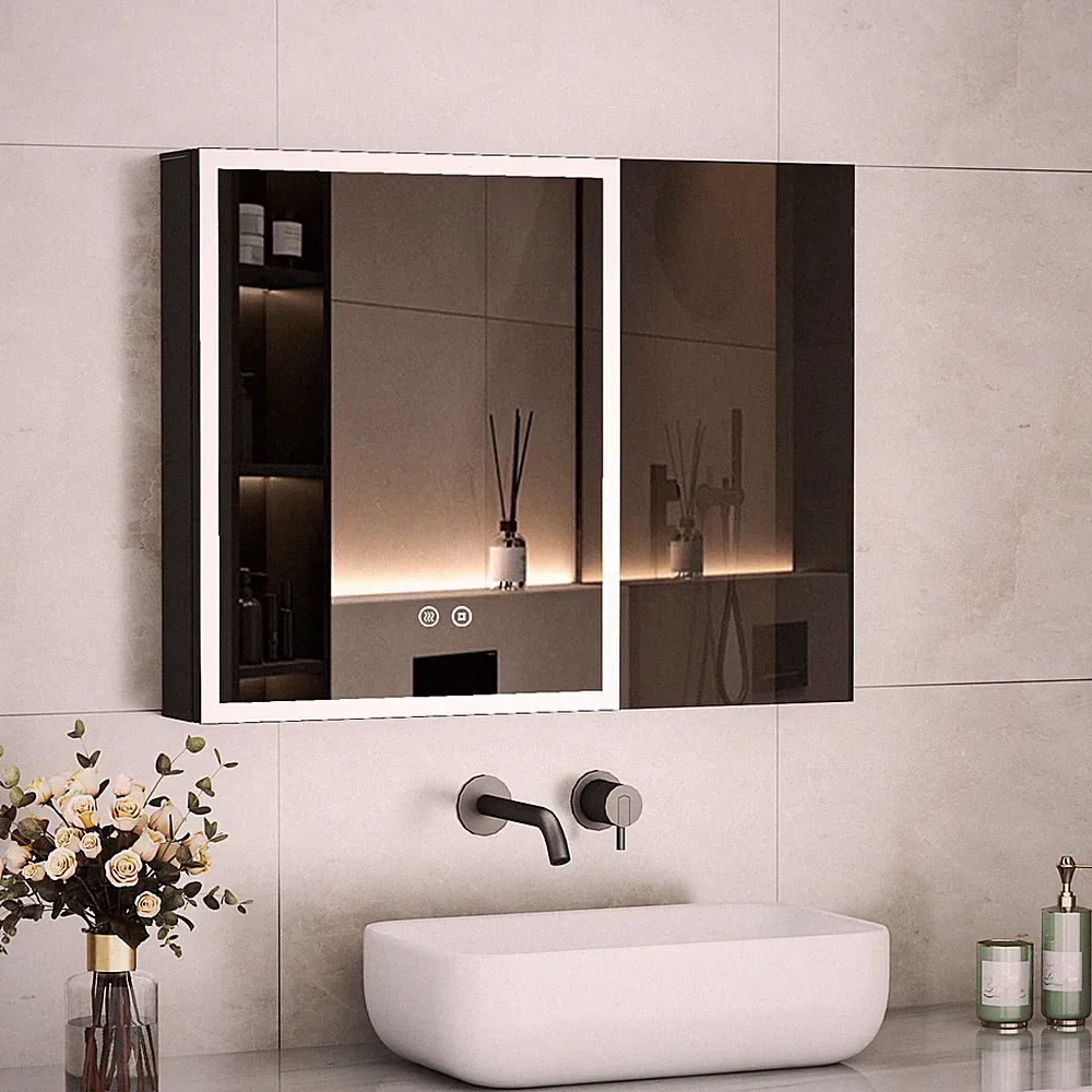 Spiegelschrank Bad Mit LED Beleuchtung Touch Badezimmer Spiegelschra 60x80cm